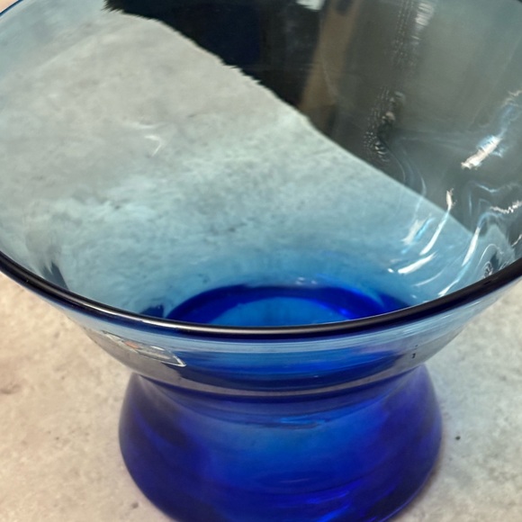 Vintage Mid Century Blenko Blue Glass Center Bowl w/Label - Picture 8 of 12